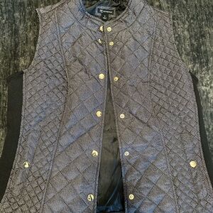 New Directions Herringbone Quilted Vest - Black and Gray